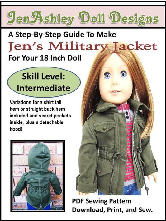 Jen's Military Jacket 18" Doll Clothes Pattern