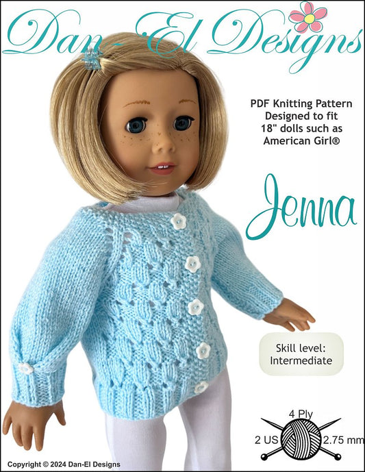 Jenna 18" Doll Clothes Knitting Pattern