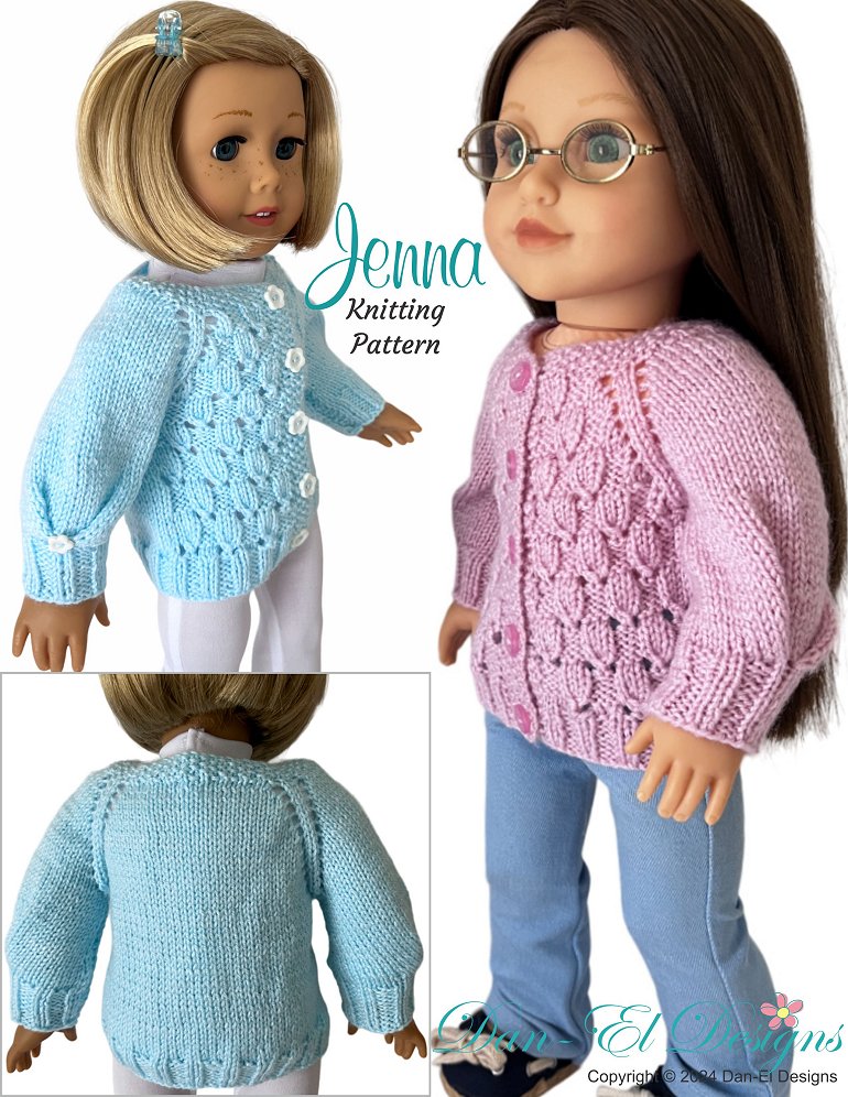 Jenna 18" Doll Clothes Knitting Pattern