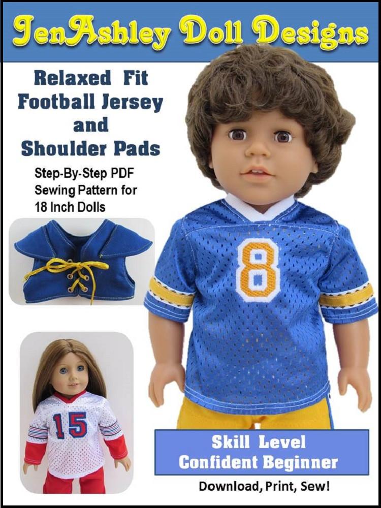 Relaxed Fit Football Jersey and Shoulder Pads 18" Doll Clothes