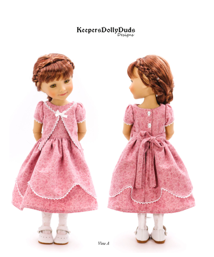 1850's Girls Dress Pattern For 15" Ruby Red Fashion Friends Dolls