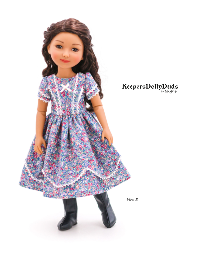 1850's Girls Dress Pattern For 15" Ruby Red Fashion Friends Dolls