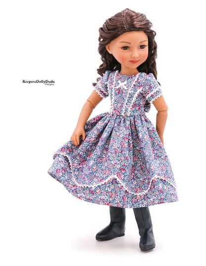 1850's Girls Dress Pattern For 15" Ruby Red Fashion Friends Dolls