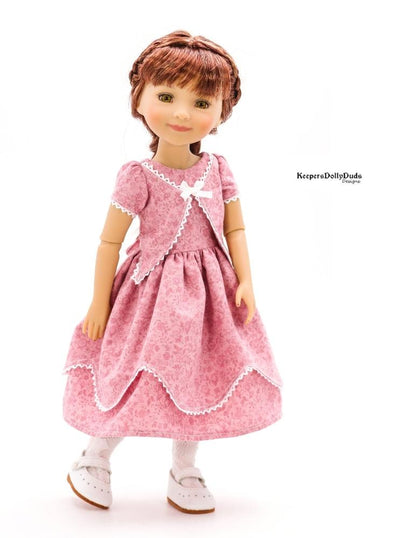 1850's Girls Dress Pattern For 15" Ruby Red Fashion Friends Dolls
