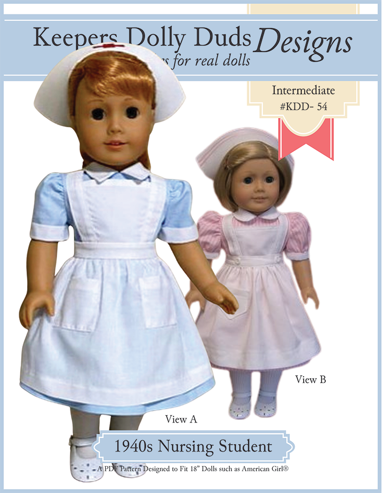 1940s Nursing Student 18" Doll Clothes Pattern