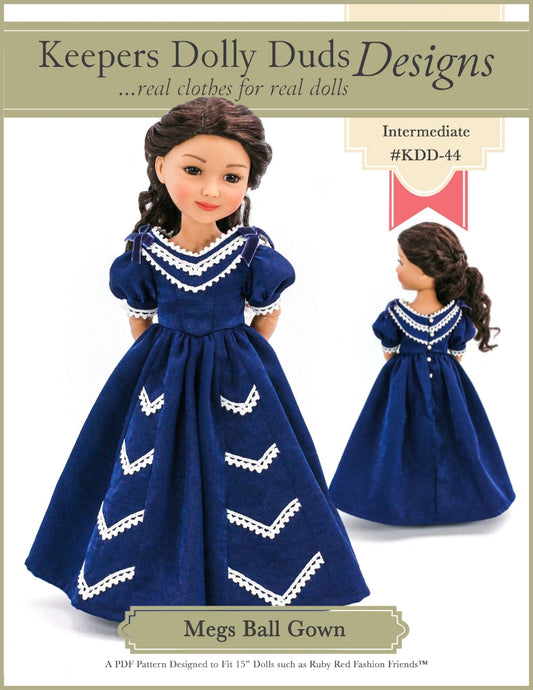 Meg's Ball Gown Pattern for 15" Ruby Red Fashion Friends Dolls