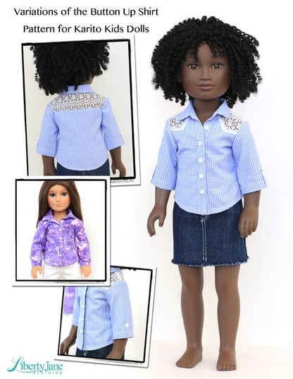 Button Up Shirt Pattern for Karito Kids Dolls