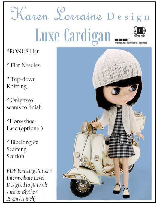 Luxe Cardigan Knitting Pattern for 12" Blythe Dolls
