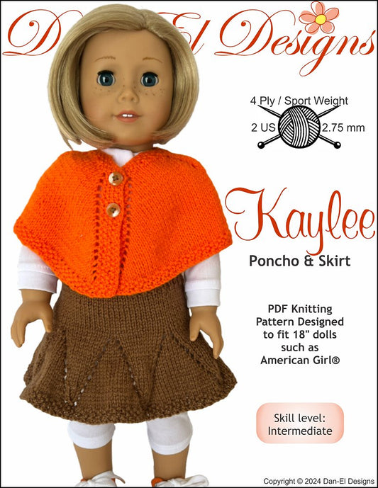 Kaylee Poncho & Skirt 18 inch Doll Knitting Pattern