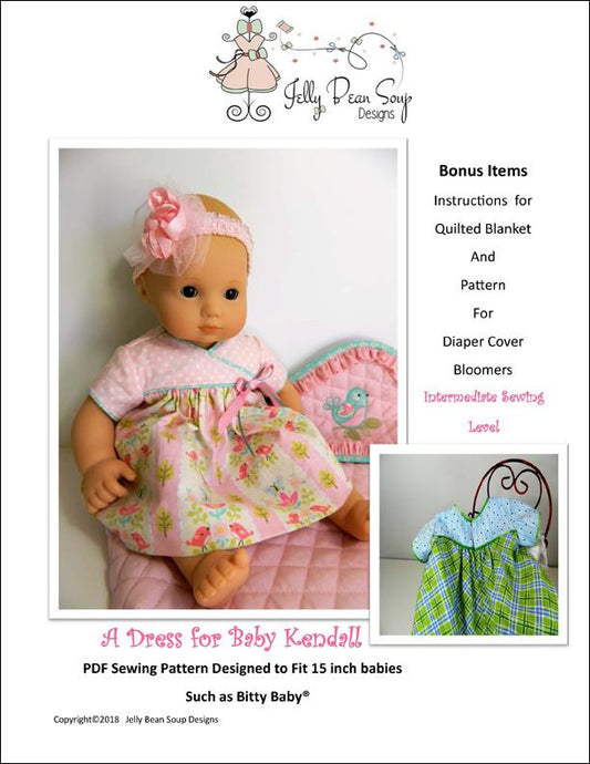 A Dress For Baby Kendall 15" Baby Doll Clothes Pattern