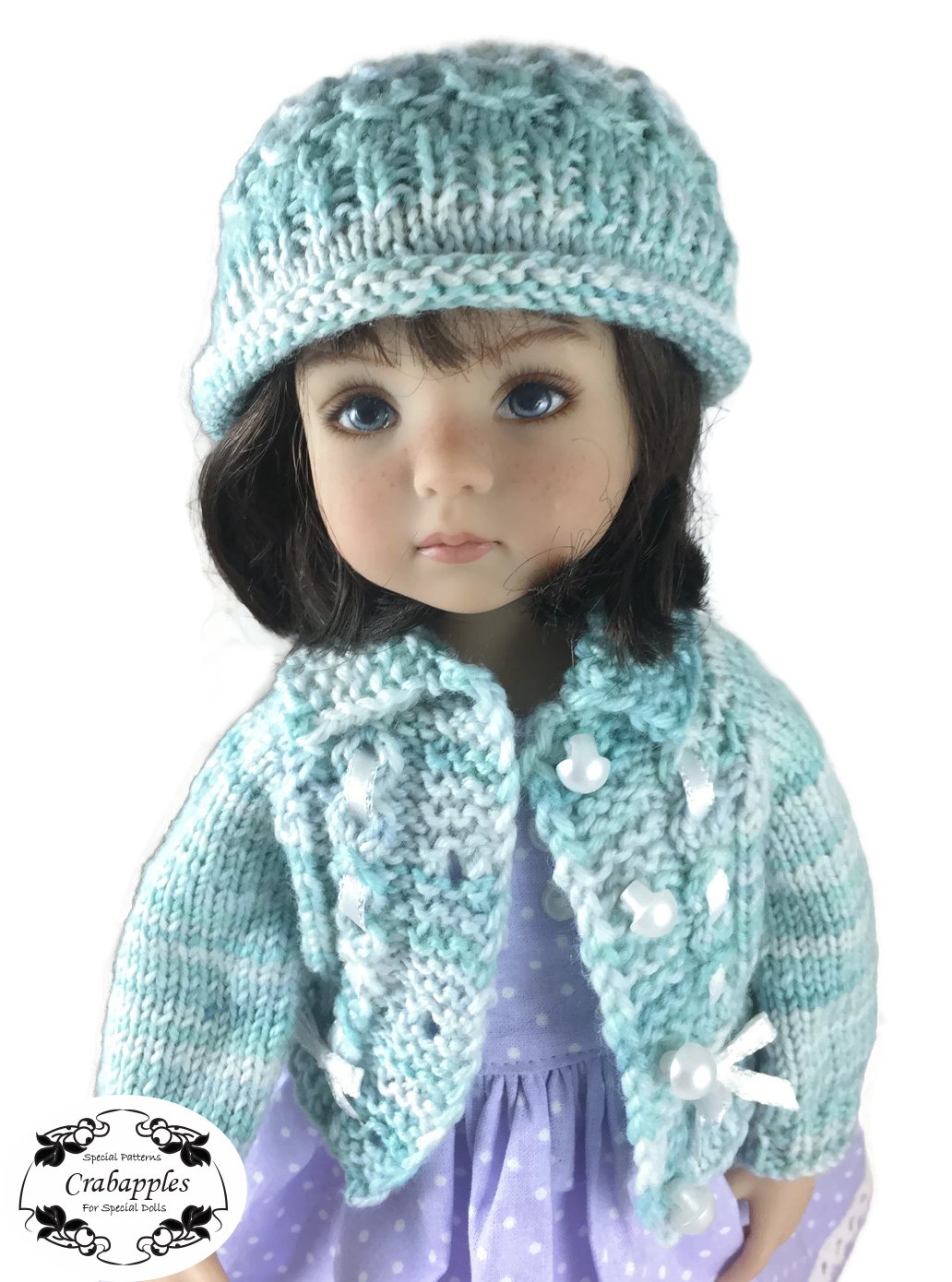 Eyelet Cable Hat Knitting Pattern for Little Darling Dolls