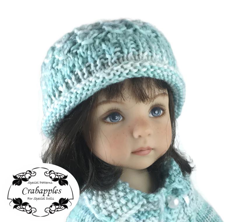 Eyelet Cable Hat Knitting Pattern for Little Darling Dolls