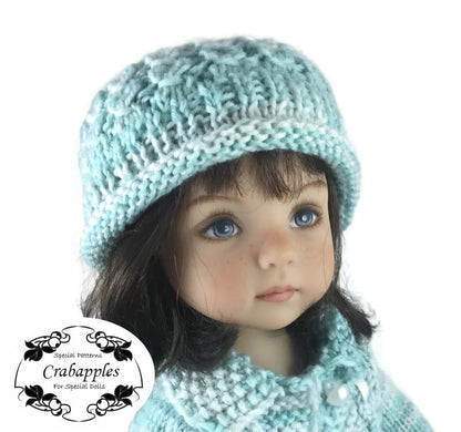Eyelet Cable Hat Knitting Pattern for Little Darling Dolls