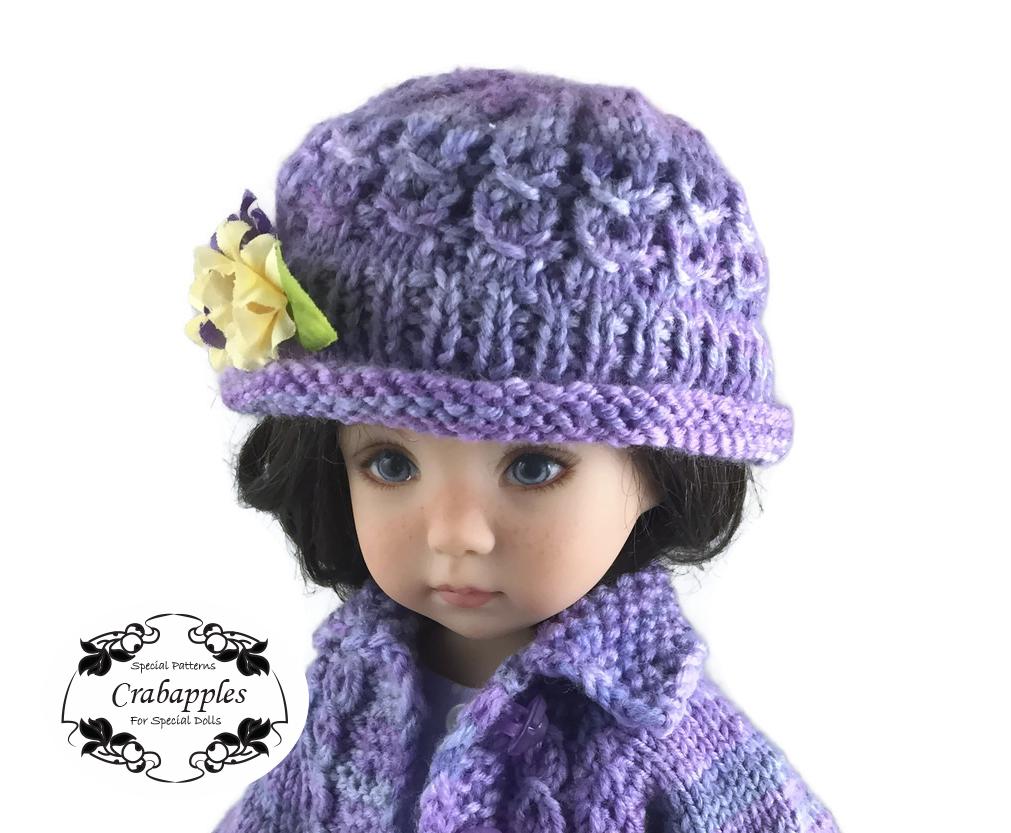 Eyelet Cable Hat Knitting Pattern for Little Darling Dolls