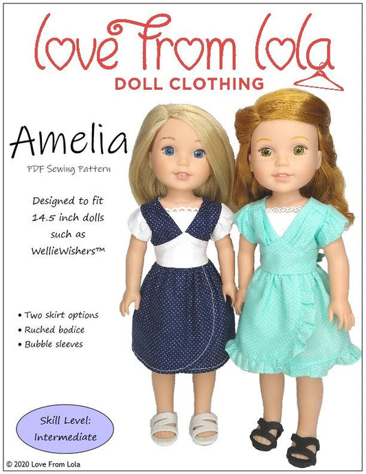 Amelia Dress  14.5" Doll Clothes Pattern