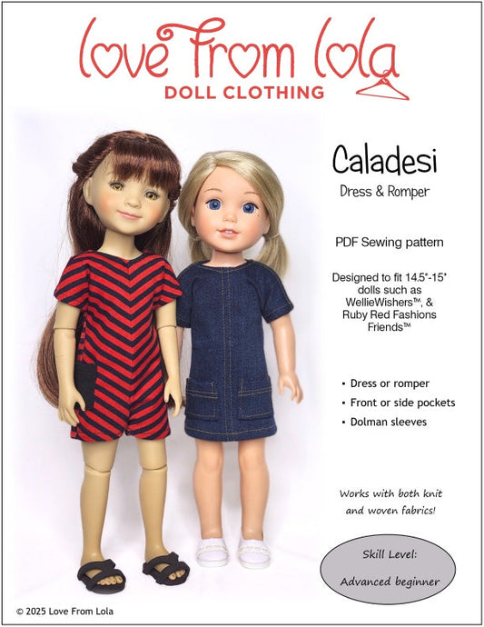 Caladesi Dress and Romper 14.5-15" Doll Clothes Pattern