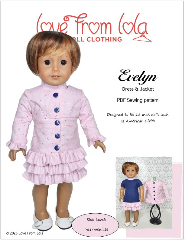 Evelyn Dress and Jacket 18" Doll Clothes Pattern