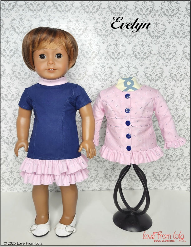 Evelyn Dress and Jacket 18" Doll Clothes Pattern