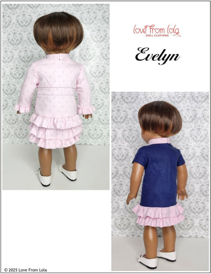 Evelyn Dress and Jacket 18" Doll Clothes Pattern