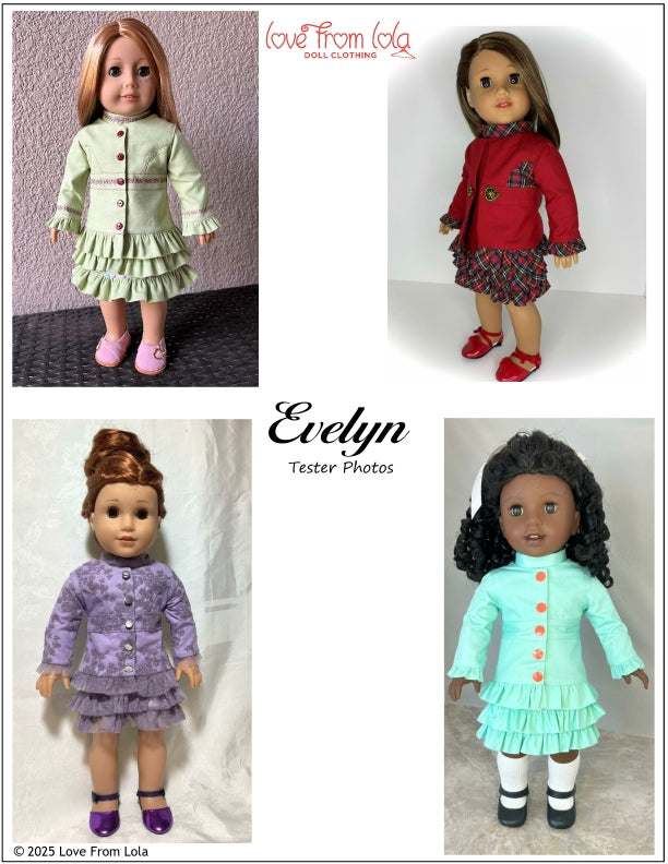 Evelyn Dress and Jacket 18" Doll Clothes Pattern