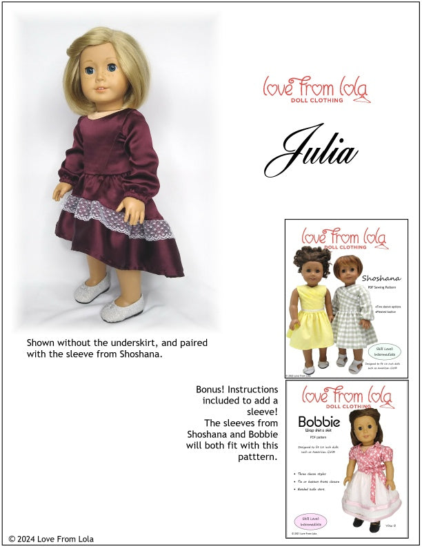 Julia 18" Doll Clothes Pattern