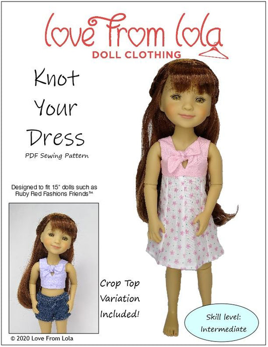 Knot Your Dress Doll Clothes Pattern for 15" Ruby Red Fashion Friends™
