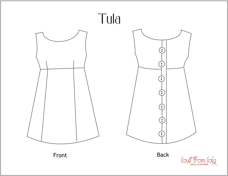 Tula Dress 14.5-15" Doll Clothes Pattern