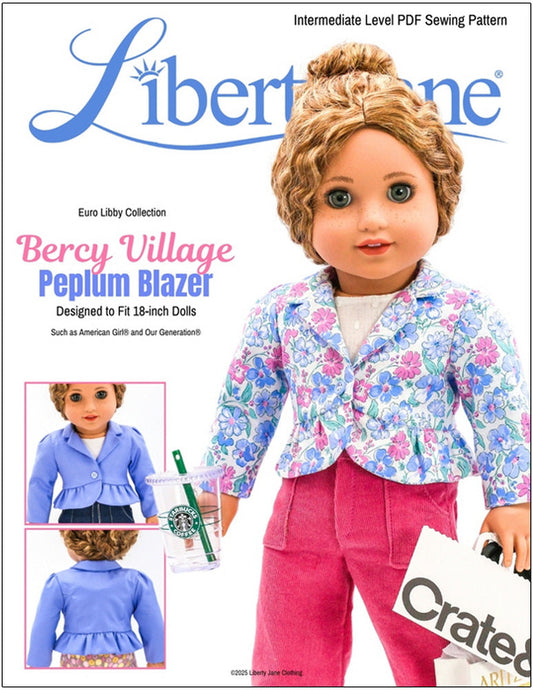 Bercy Village Peplum Blazer 18" Doll Clothes Pattern