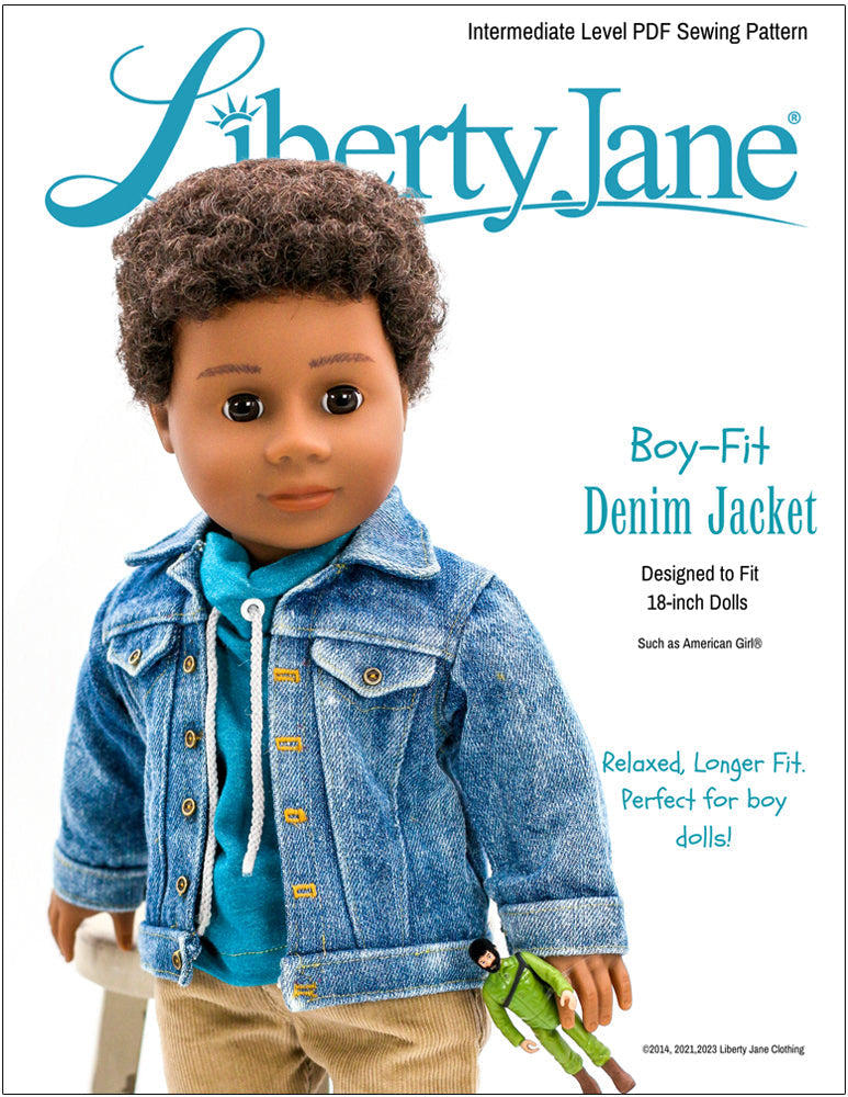 Boy Fit Denim Jacket 18" Doll Clothes Pattern