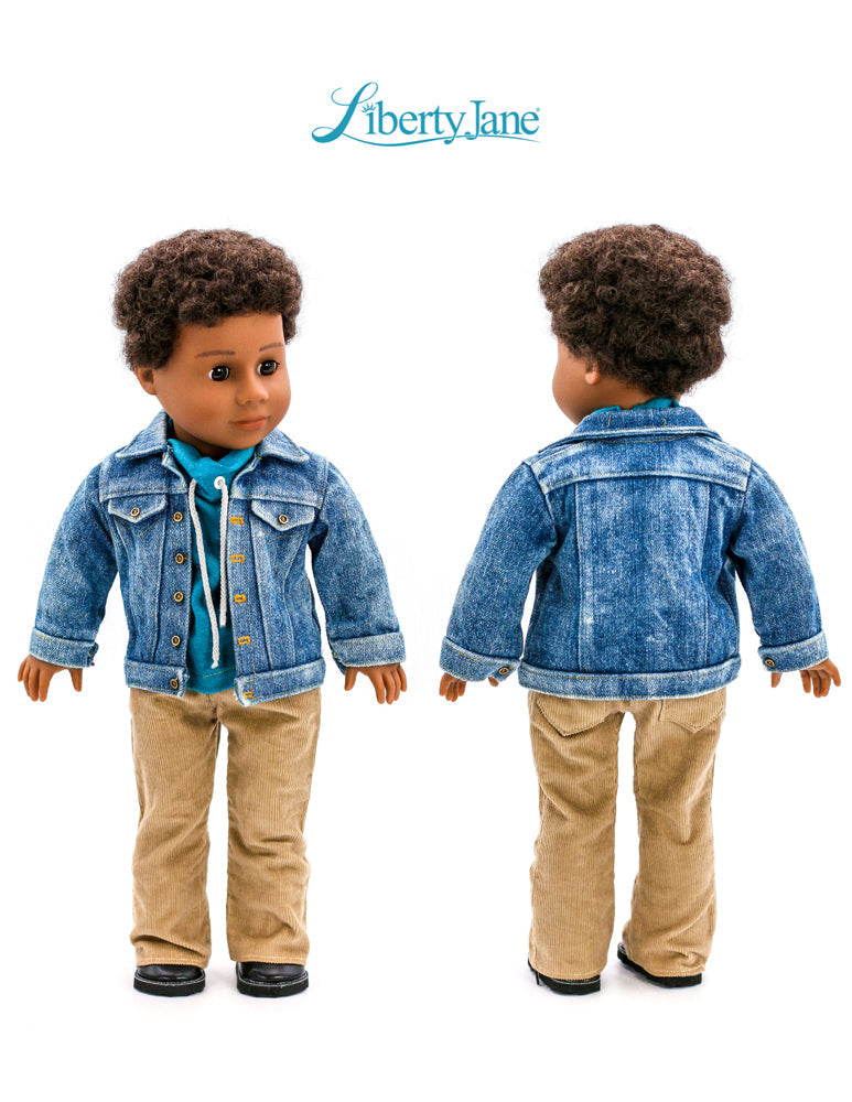 Boy Fit Denim Jacket 18" Doll Clothes Pattern