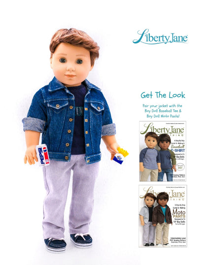 Boy Fit Denim Jacket 18" Doll Clothes Pattern