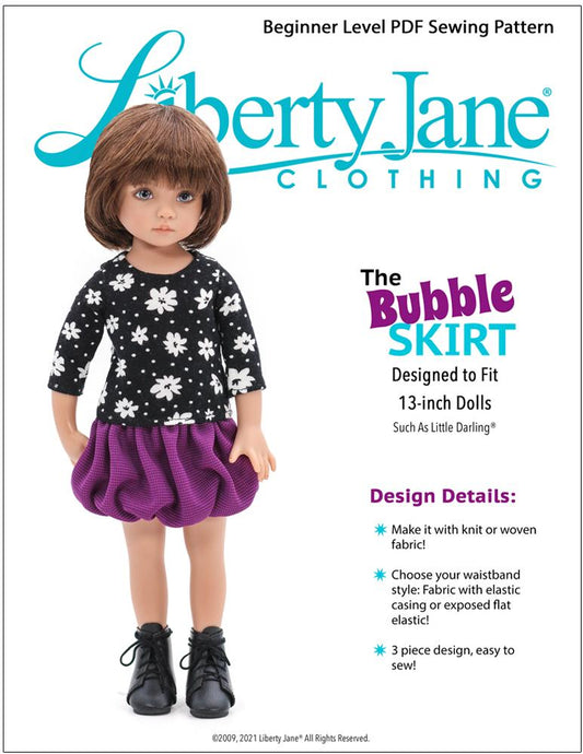 Bubble Skirt Doll Clothes Pattern For Little Darling Dolls