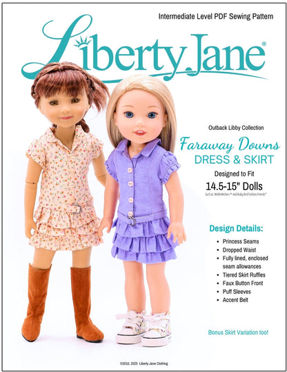 Faraway Downs Dress 14.5-15" Doll Clothes Pattern