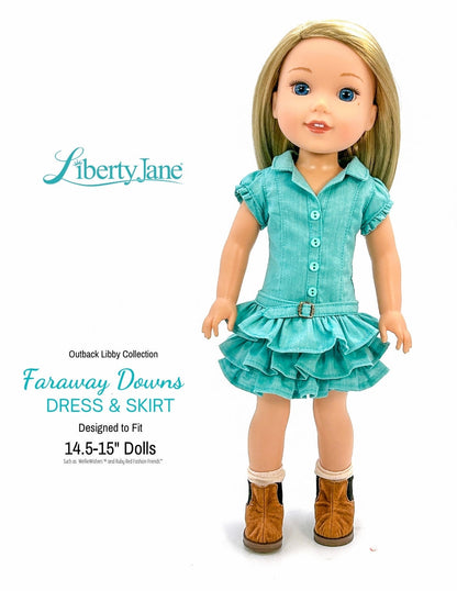 Faraway Downs Dress 14.5-15" Doll Clothes Pattern