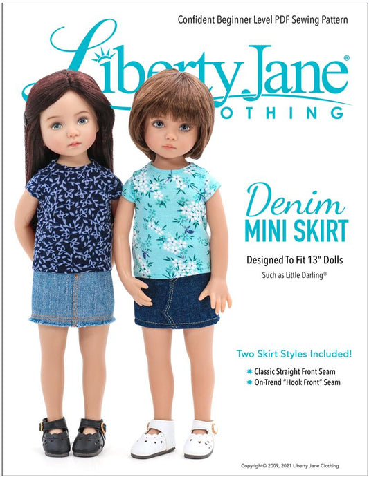 Mini Skirt Doll Clothes Pattern For Little Darling Dolls
