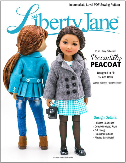 Piccadilly Peacoat Pattern for 15" Ruby Red Fashion Friends Dolls