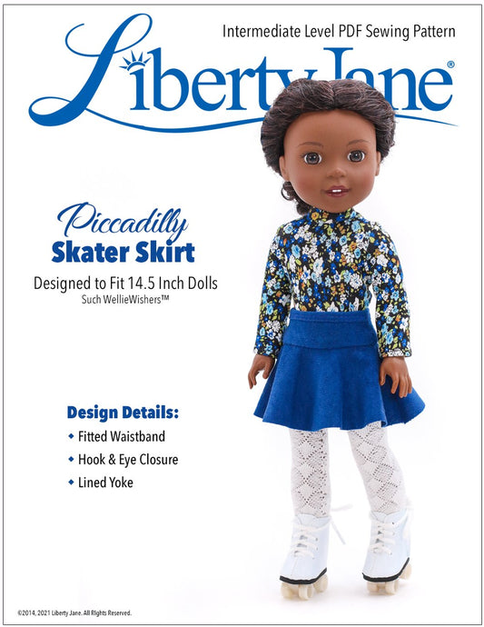 Piccadilly Skater Skirt 14.5 Inch Doll Clothes Pattern