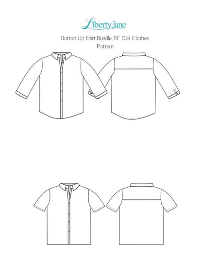 Button Up Shirt Bundle for Girls and Boys 18" Doll Clothes Pattern