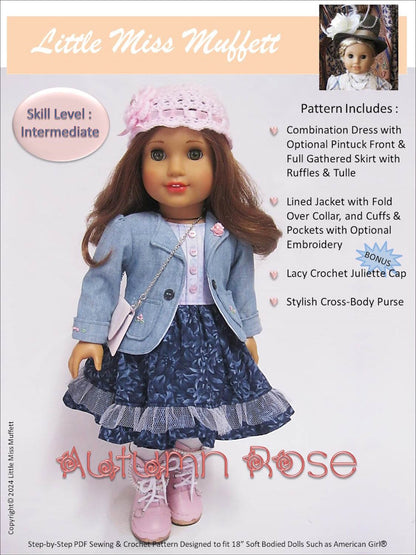 Autumn Rose 18" Doll Clothes Pattern