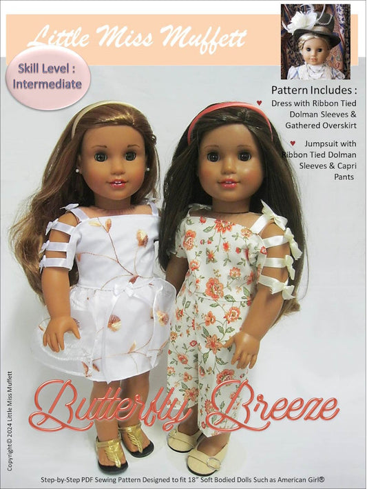 Butterfly Breeze Dress or Jumpsuit 18" Doll Clothes Pattern