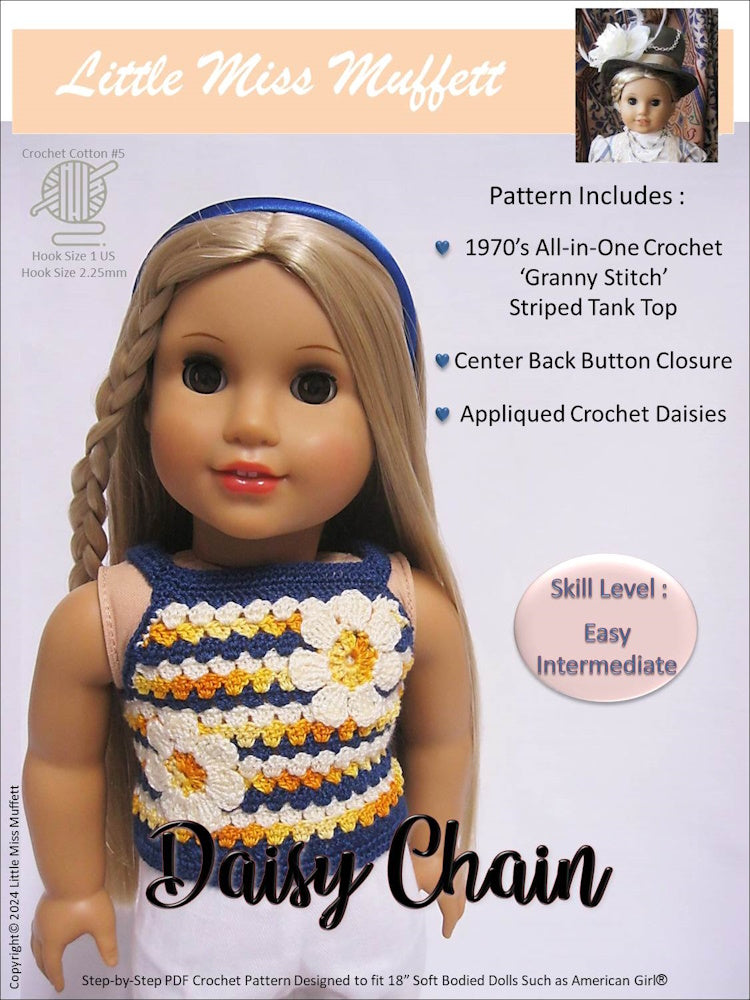 Daisy Chain Crochet Pattern for 18" Dolls