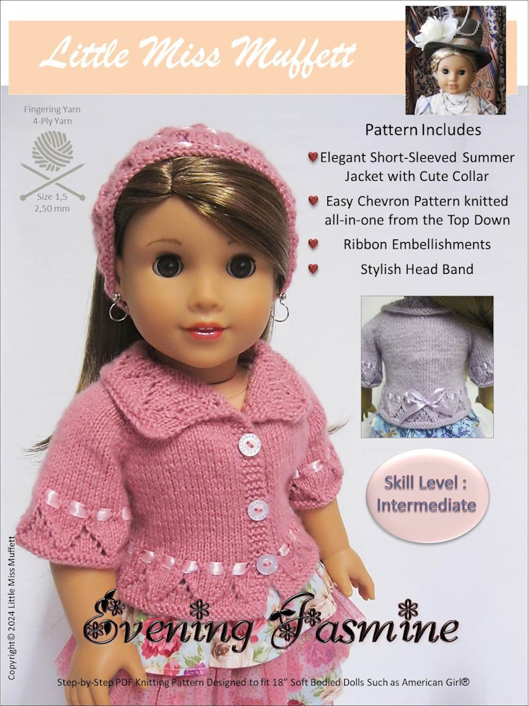 Evening Jasmine 18" Doll Clothes Knitting Pattern