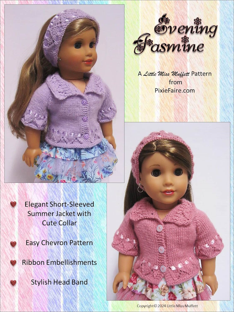 Evening Jasmine 18" Doll Clothes Knitting Pattern
