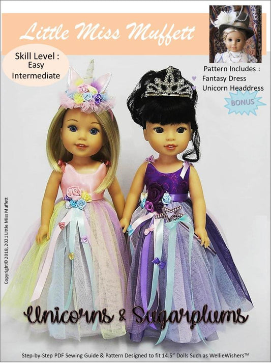 Unicorns & Sugarplums 14.5" Doll Clothes Pattern