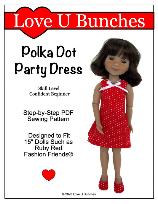 Polka Dot Party Dress Doll Clothes Pattern For Ruby Red Fashion Friends
