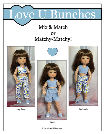 Casual Day Sewing Pattern for 8 Inch BJD Dolls such as Ten Ping and Mini Sara