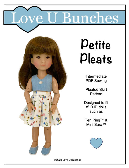 Petite Pleats Skirt Pattern for 8 Inch BJD such as Ten Ping and Mini Sara