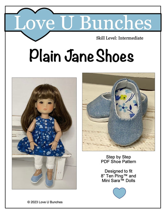 Plain Jane Shoes for 8 inch BJD Dolls such as Ten Ping and Mini Sara