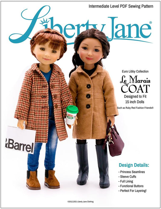 Le Marais Coat Pattern for 15" Ruby Red Fashion Friends Dolls