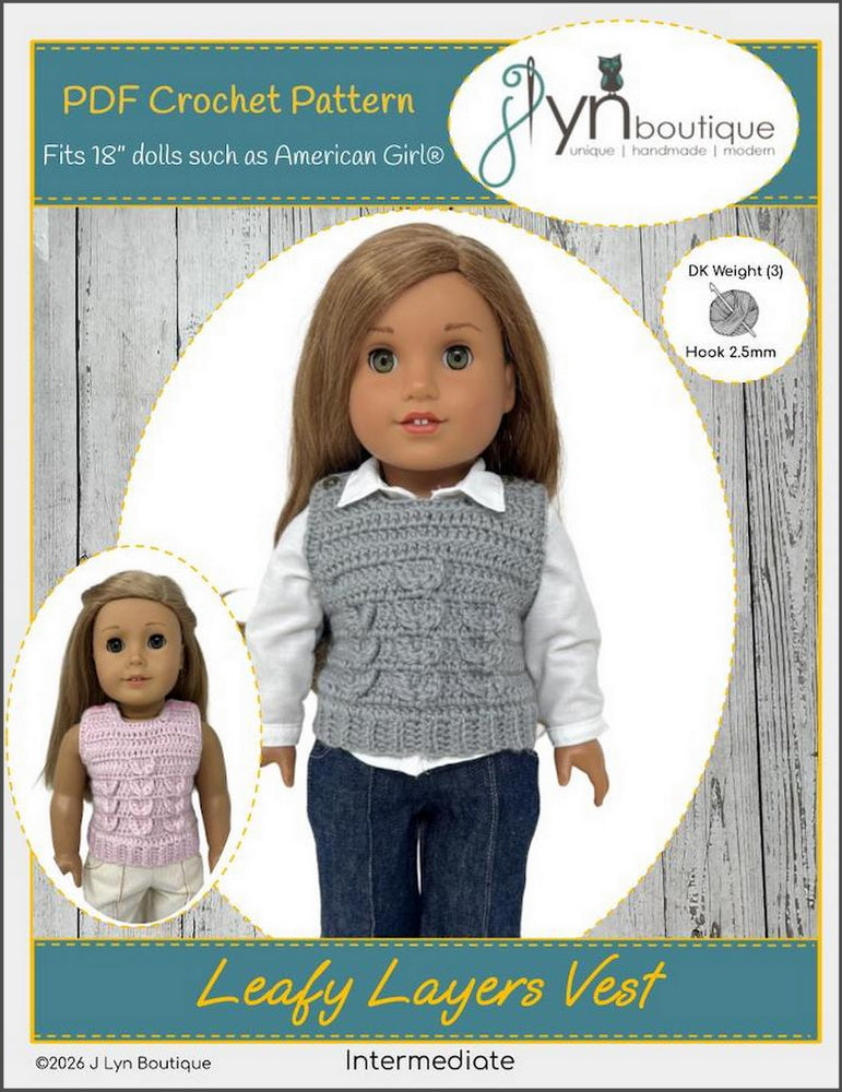 Leafy Layers Vest 18" Doll Clothes Crochet Pattern